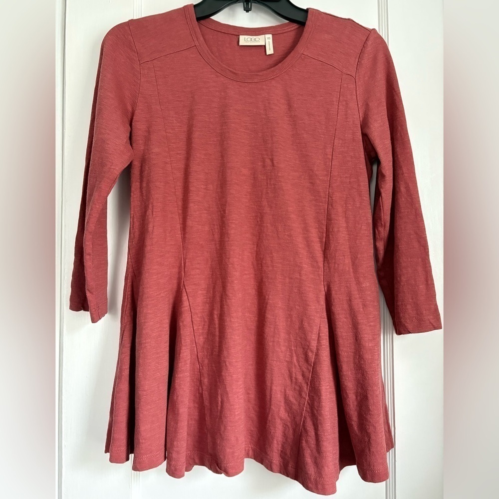 Logo by Lori Goldstein 3/4 Sleeves High/low Cotton Top tunic Sz: XS